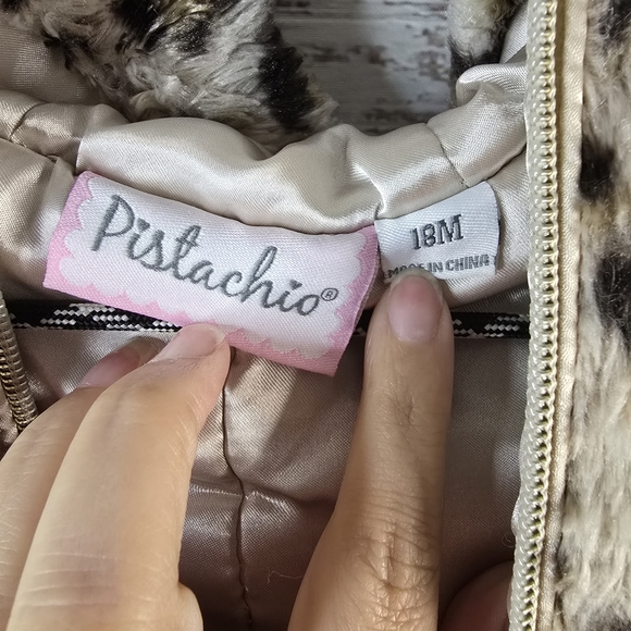Pistachio Faux Fur Leopard Print Winter Jacket Toddler/baby Size 18months - Picture 5 of 6